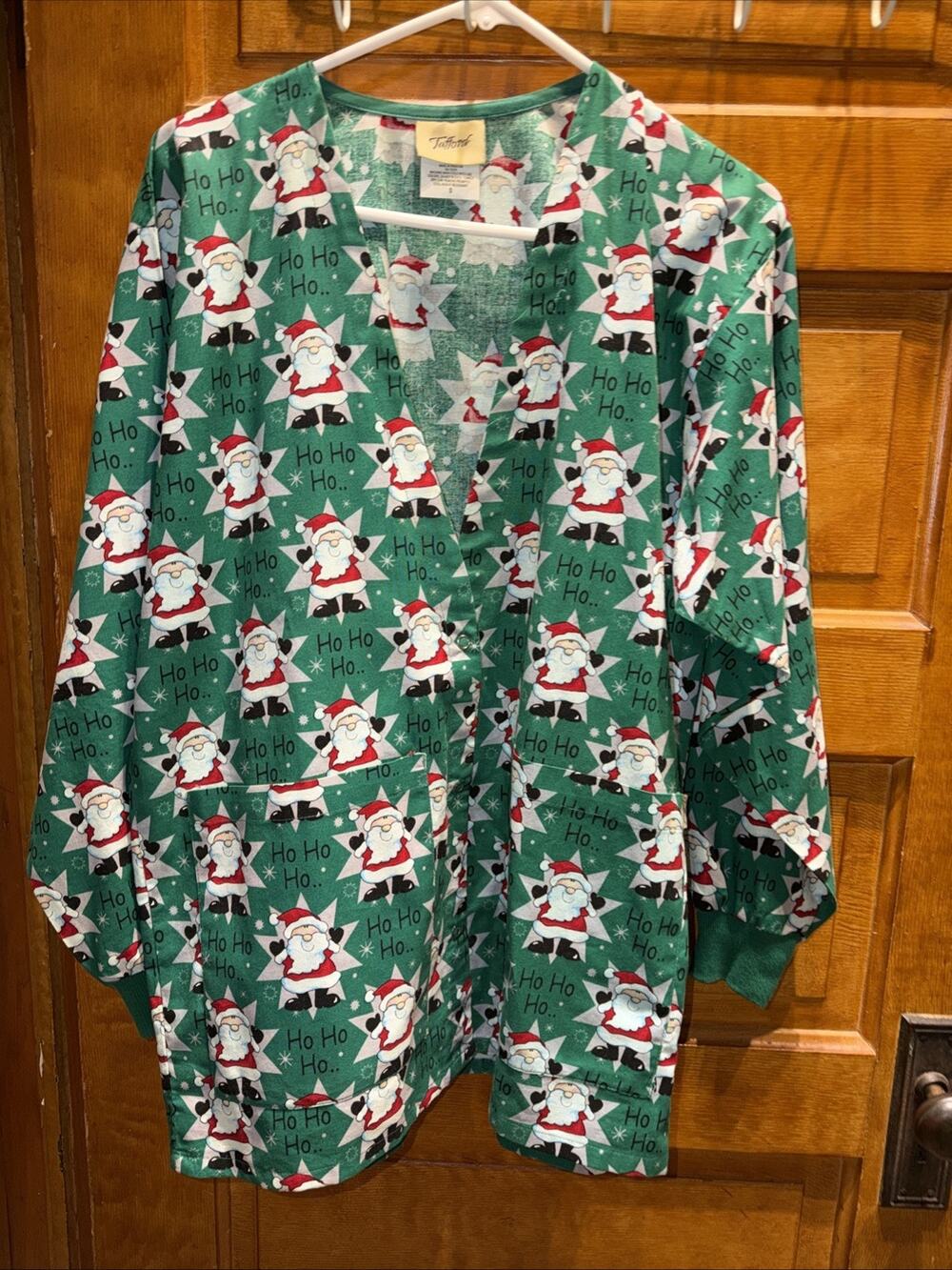 Scrub Jacket Tafford Nursing Home Health Care Christmas Santa Claus Size Small